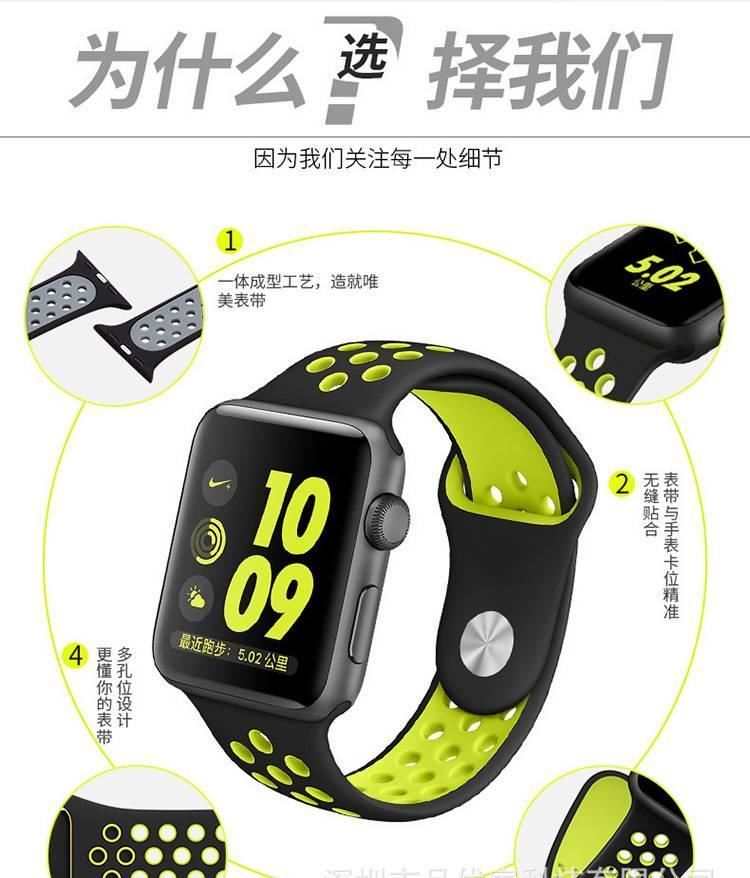 新款iwatch蘋果NIKE表帶耐克雙色硅膠表帶Apple watch表帶廠家示例圖6