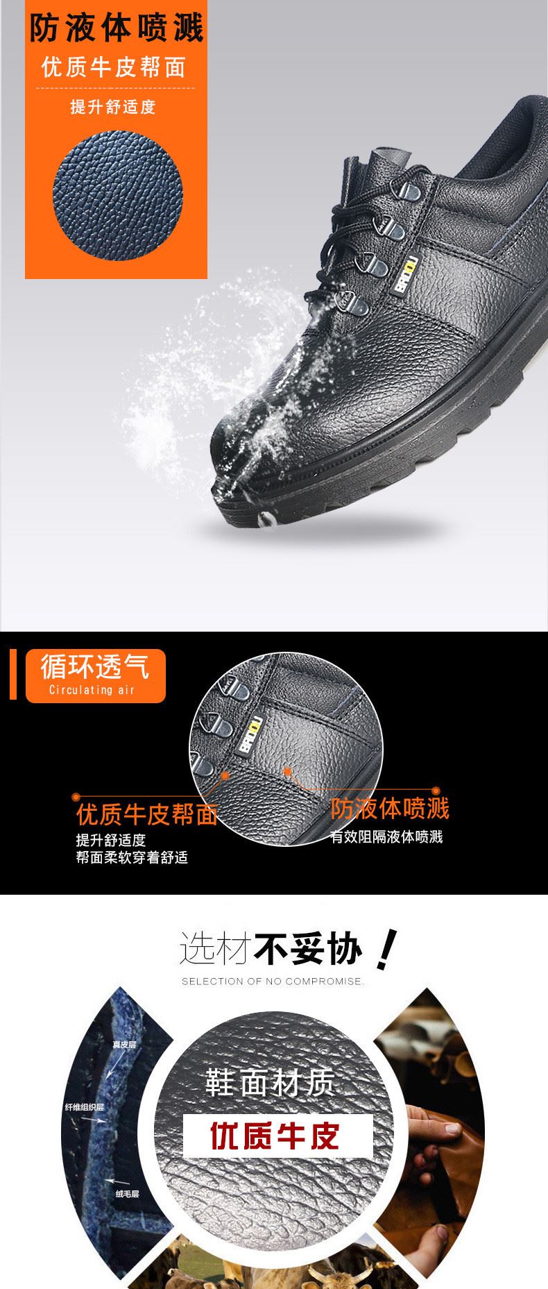 霍尼韋爾勞保鞋安全鞋 鋼包頭防砸功能鞋防穿刺防護(hù)皮鞋冬季示例圖6