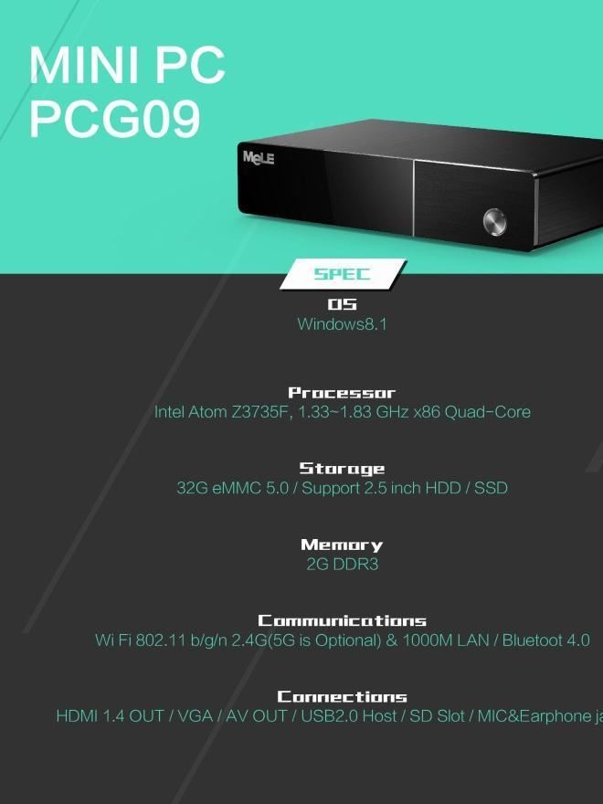 Mele邁樂(lè) PCG09 Mini PC Windows8.1 32G 迷你電腦Intel3735f示例圖8