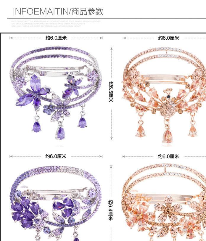 發夾飾品淑女盤發頭飾步搖成人優雅發夾頂夾水鉆彈簧夾發卡示例圖9