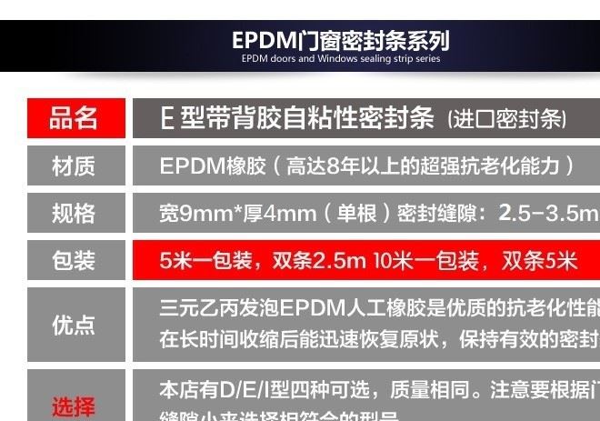 供應(yīng)各種門窗自粘密封條DEPl型衣柜移門三元乙丙發(fā)包防撞條示例圖3