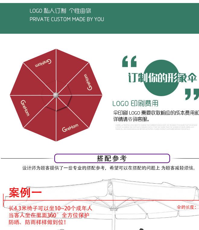 工廠直銷戶外6米方形帝國大羅馬傘超大停車棚庭院大遮陽傘示例圖36