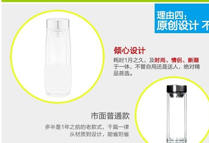 廠家定制創(chuàng)意禮品雙層玻璃杯子廣告促銷新款硅膠防燙便攜水杯定做示例圖17