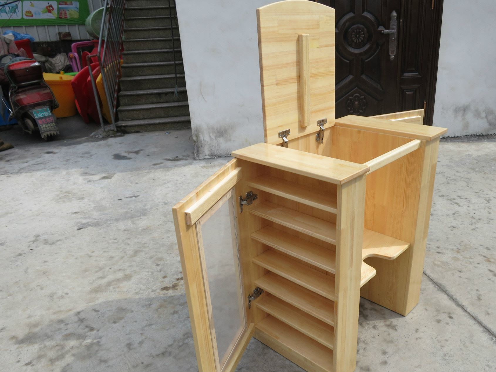 幼兒園茶杯柜茶水杯架茶桶柜實(shí)木茶水桶柜保溫桶杉木口杯架環(huán)保示例圖1