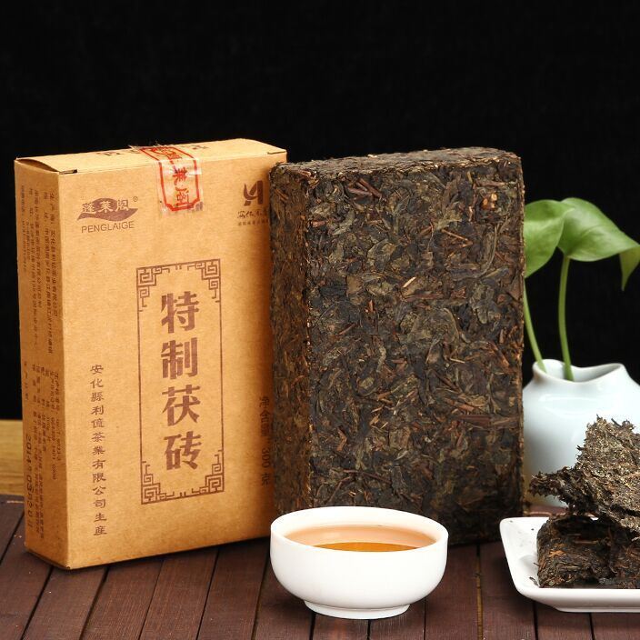 黑茶湖南安化 茯磚茶3年陳安化黑茶 金花茯磚300批發(fā)金花茶葉示例圖2