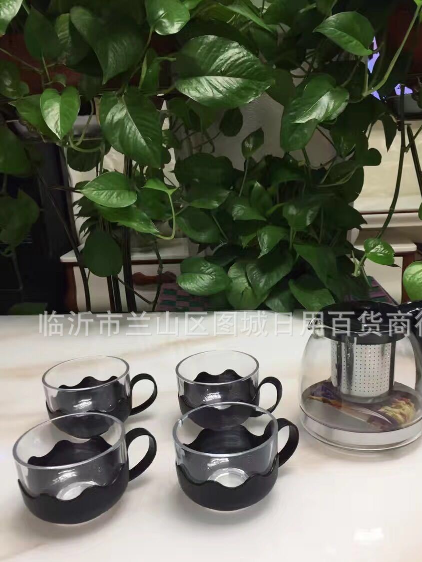 廠家供應 玻璃茶壺五件套不銹鋼網花茶壺禮品促銷品 玻璃茶壺套裝示例圖10