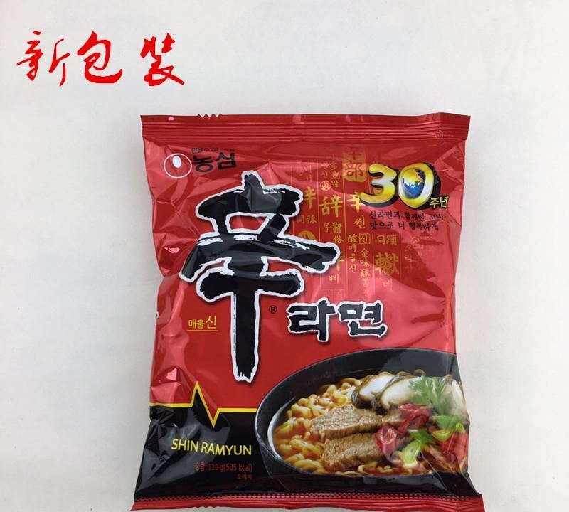 韓國兒童休閑食品 方便面 農(nóng)心辛拉面 120g/袋 辣味零食批發(fā)示例圖1