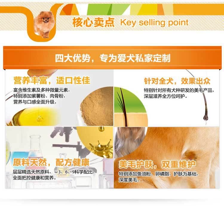 衛(wèi)仕U系列 全犬種寵物美毛粉300g 加海藻粉 促進(jìn)毛發(fā)和皮膚生長(zhǎng)示例圖4