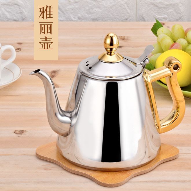 不銹鋼燒水壺 平底壺功夫茶泡茶壺電磁爐用茶水壺帶濾網(wǎng)示例圖3