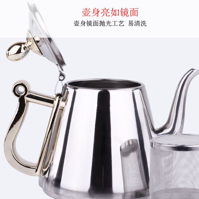 不銹鋼燒水壺 平底壺功夫茶泡茶壺電磁爐用茶水壺帶濾網(wǎng)示例圖15