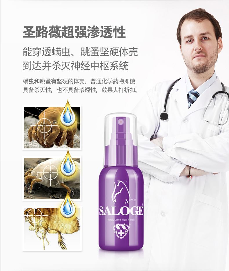 圣路薇貓用全能噴劑55ml 真菌螨蟲(chóng)防跳蚤示例圖4