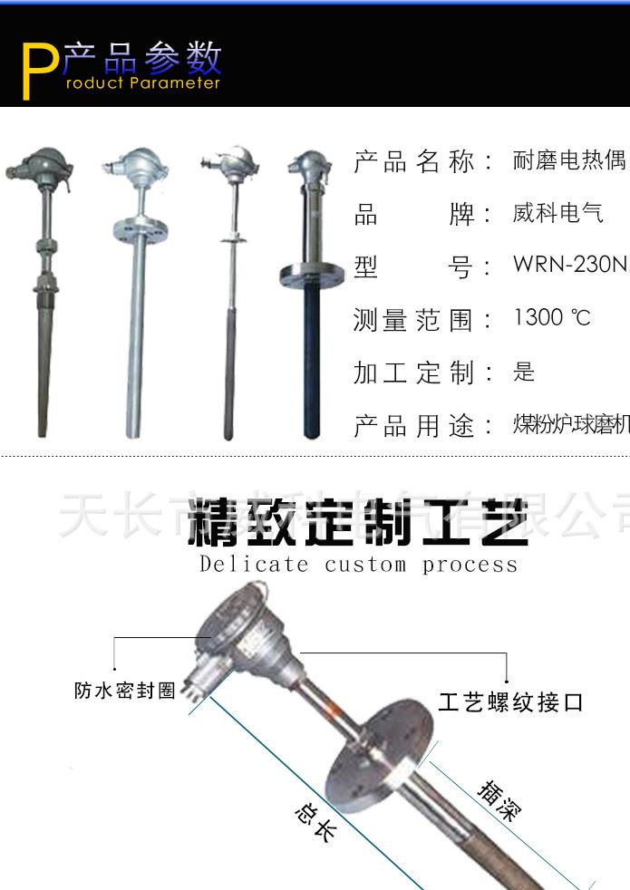 防水防爆熱電偶 工業(yè)壓簧螺釘式熱電偶 pt100熱電阻細(xì)熱電偶示例圖2