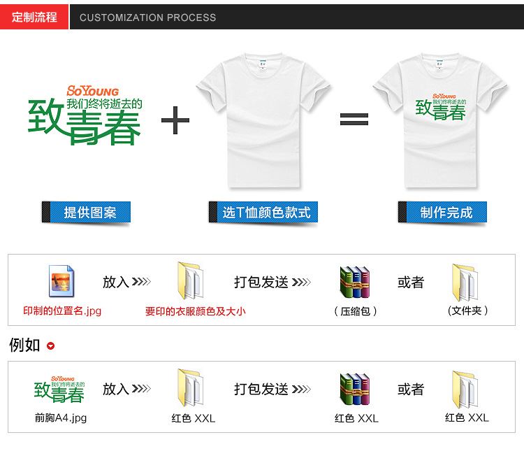 春夏季新款色休閑短袖棉T恤圓領(lǐng)修身班服定制DIY文化衫印logo示例圖8