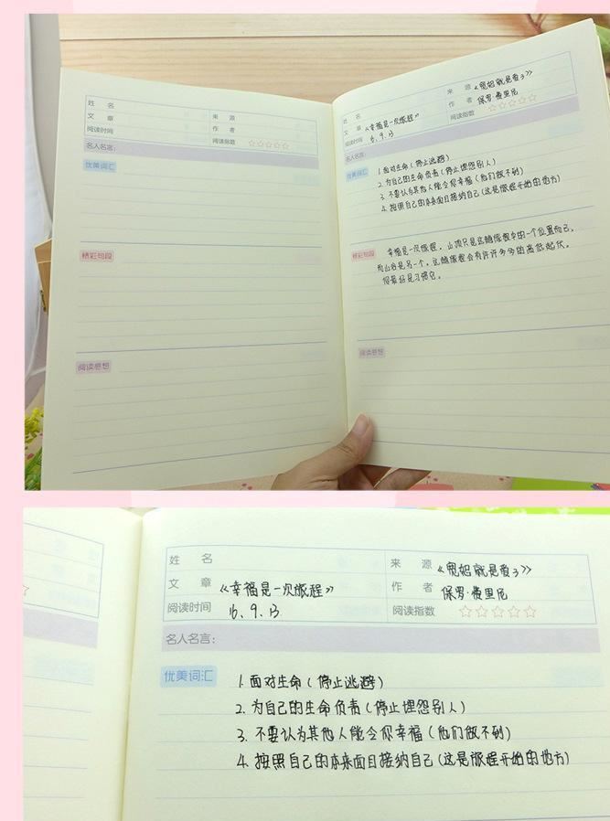 紙老虎中小學(xué)生讀書筆記本子閱讀摘記本摘錄采蜜本課外摘抄記錄本示例圖4