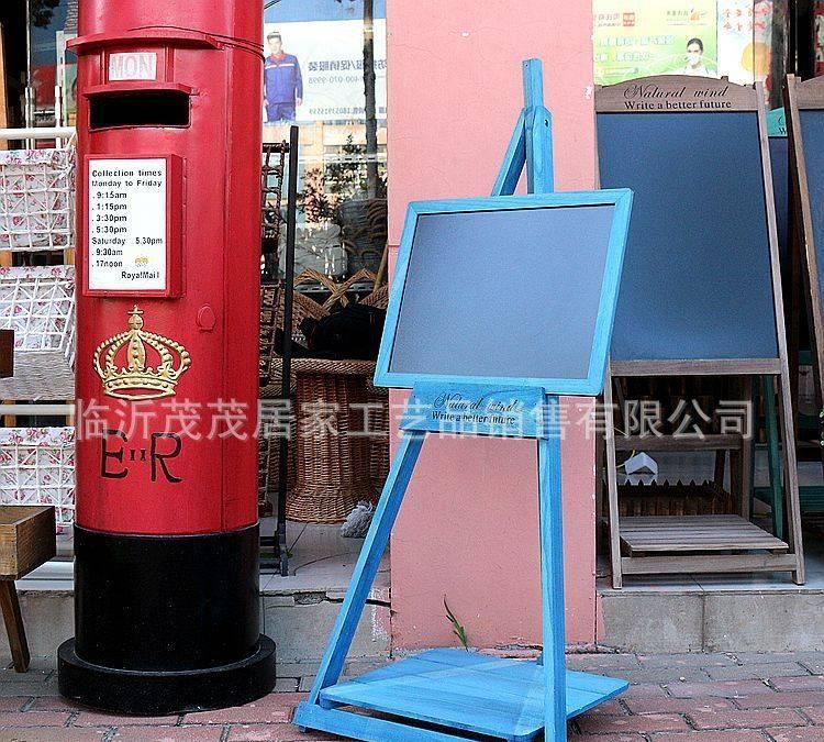 花店咖啡店裝飾復(fù)古實(shí)木立式花架小黑板 支架式廣告牌店鋪廣告板示例圖14