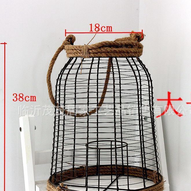 鐵藝燈籠麻繩燈籠燈罩 咖啡館酒吧酒店居家裝飾掛件 手工工藝品示例圖1