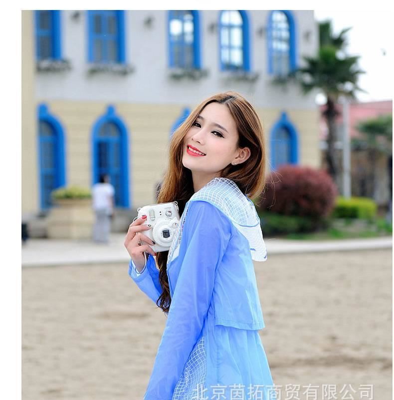 春夏季中長款連帽長袖透氣寬松色透明大碼防曬衣女沙灘服薄外套示例圖11