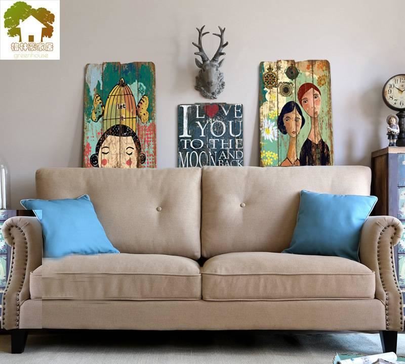 美式復古墻面木板畫裝飾畫酒吧餐廳服裝店鋪咖啡館家居無框畫壁畫示例圖4