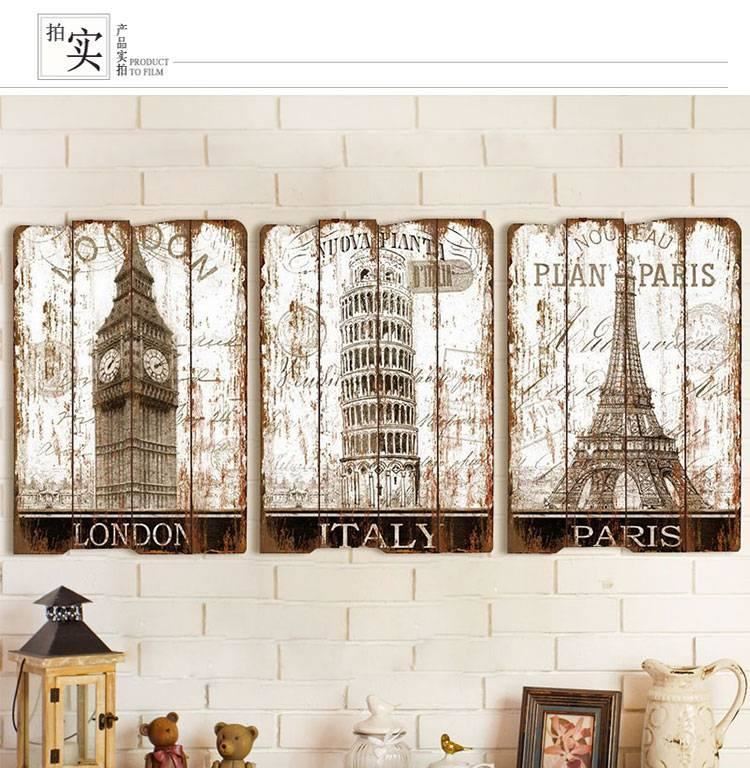 美式復古墻面木板畫裝飾畫酒吧餐廳服裝店鋪咖啡館家居無框畫壁畫示例圖9