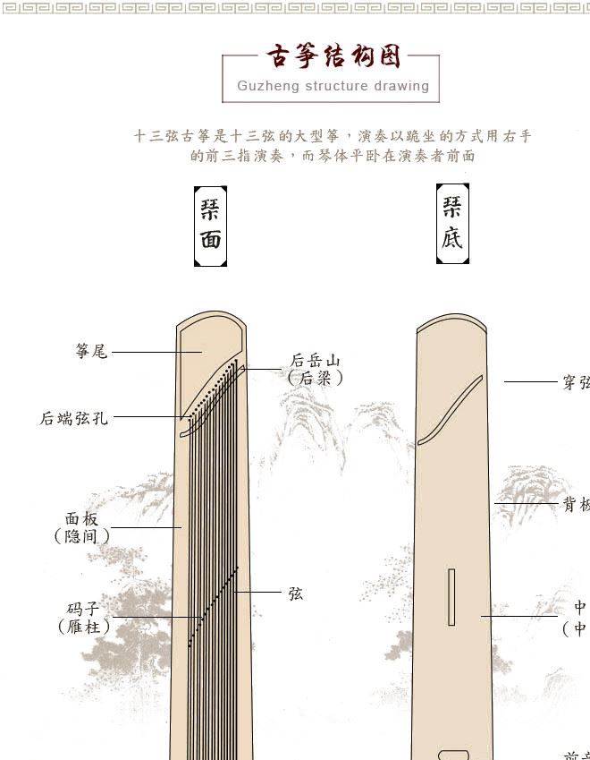 映日荷花古箏 仿紅木螺鈿考級(jí)古箏 中級(jí)演奏樂器中檔古箏廠家直銷示例圖16