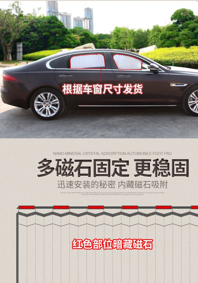 汽車窗簾遮陽簾車載用品遮光磁鐵側(cè)窗夏季防曬隔熱簾轎車遮陽擋板示例圖6