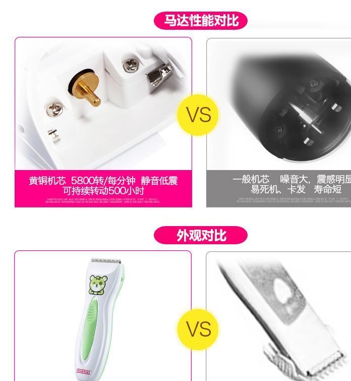 DADA嬰兒童電動(dòng)理發(fā)器防水靜音充電式寶寶剃頭用品新生兒理發(fā)剪刀示例圖6