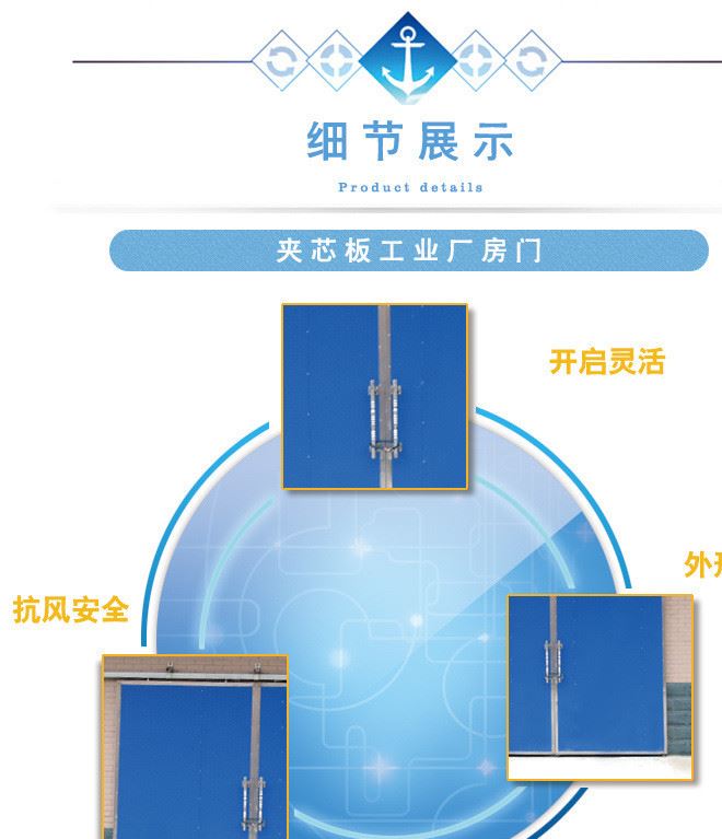 夾芯板工業廠房門 夾芯板金屬整套門 工業大門車間推拉大門直銷示例圖5