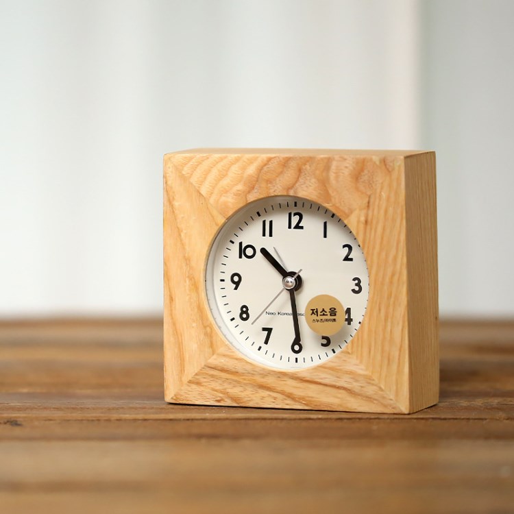 韩国mjk方形橡木静音夜光计时闹钟 批发台式简约数字闹钟