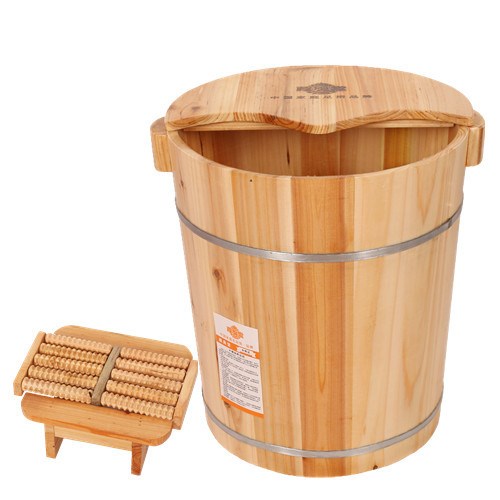 橡木泡脚桶电子加热恒温实木足浴盆洗脚木桶家用全自动按摩足疗桶