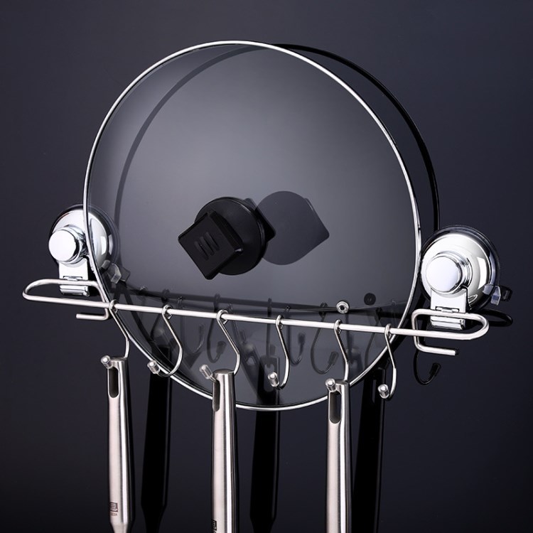 ssgp304不锈钢吸盘挂钩强力真空吸壁式挂杆无痕厨房墙壁挂架6连钩