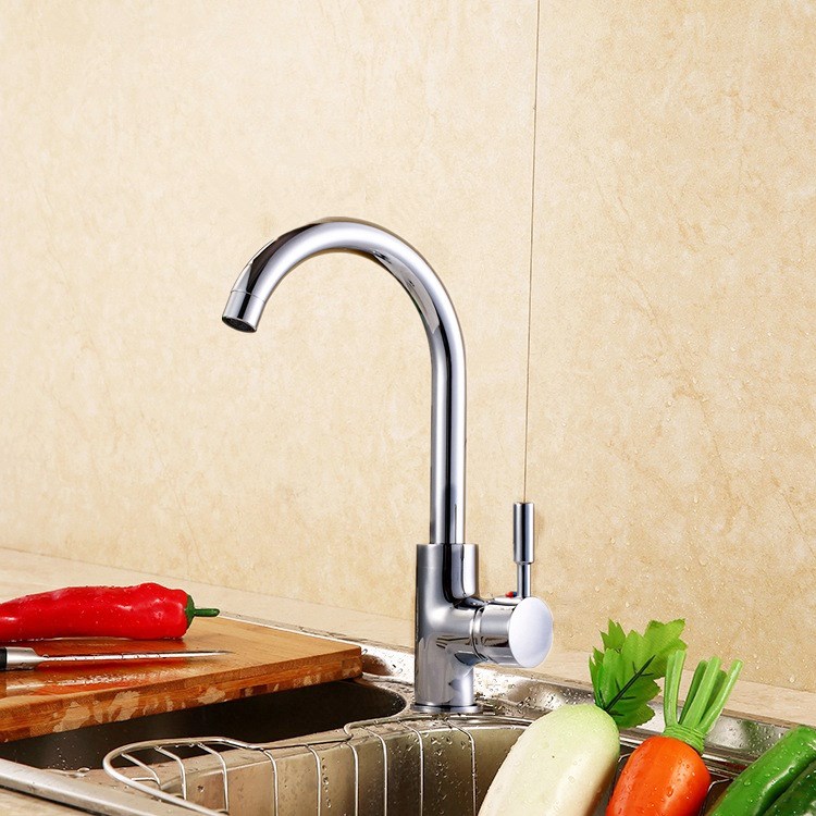 热销全铜平三通冷热单孔厨房龙头菜盘龙头 可贴牌代发