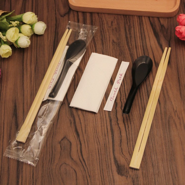 一次性餐具套装 外卖餐具包快餐打包多色加厚汤勺四件套筷子套装