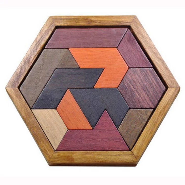 英国尾单木制智力拼图拼板 儿童益智动脑休闲玩具七巧板一件代发