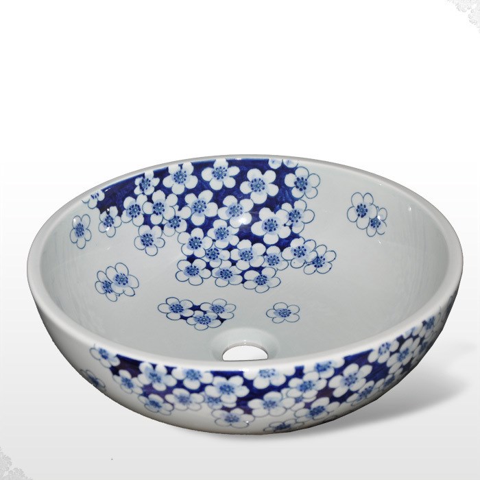 淘瓷缘景德镇手绘青花瓷器洗脸盆艺术台盆洗面盆洗手盆【梅香】