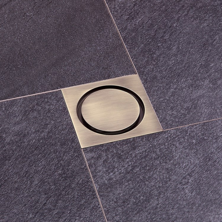 潜水艇地漏 青铜仿古拉丝地漏 面板全铜防臭卫生间地漏qltfd50-10