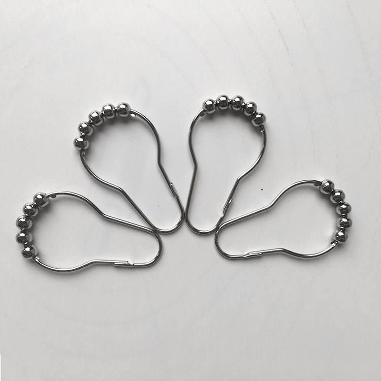 工厂直销五珠葫芦浴帘挂钩金属钩浴帘环钩子现货批发