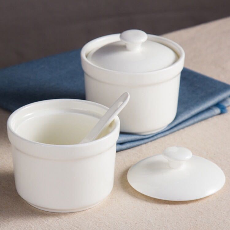 3.5|4寸厂家直销隔水小炖盅白色纯色高档酒店餐具汤盅带盖批发