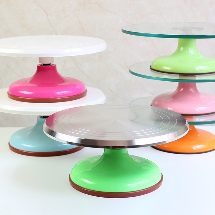 12寸裱花转台 玻璃面板裱花台 蛋糕转盘 防滑静音烘培工具