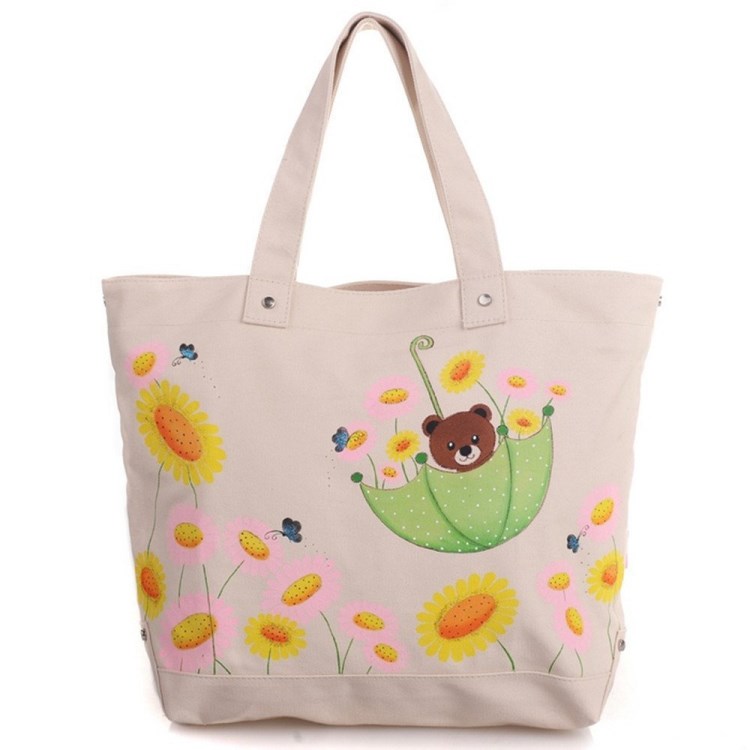 加急定制帆布袋 女士手提休闲袋 卡通帆布包批发 帆布环保袋