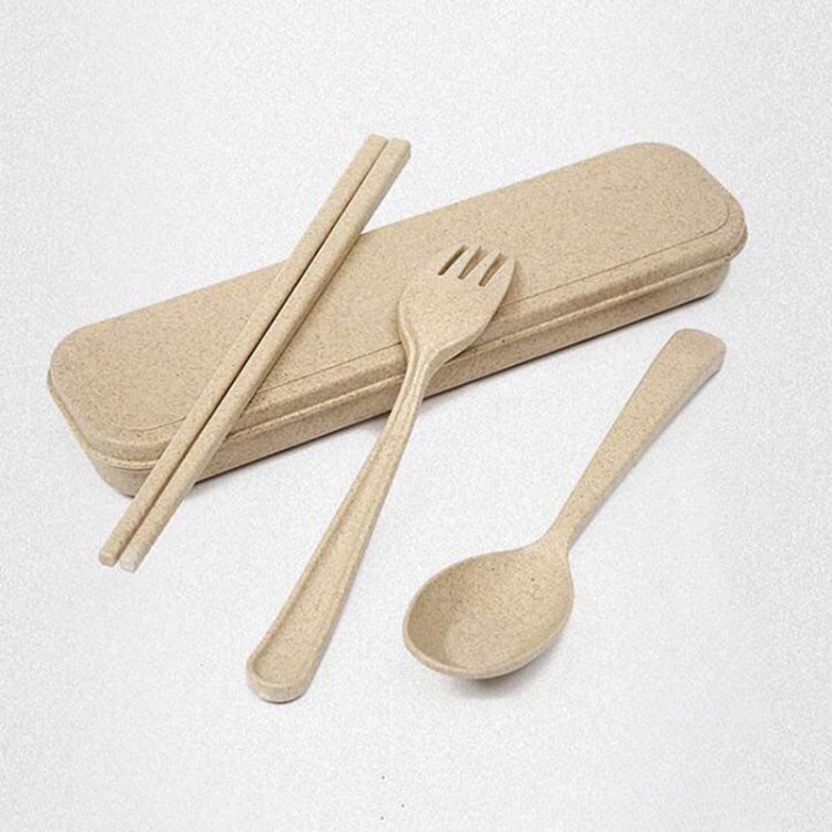 小麦餐具套装 筷子 叉勺 环保健康 一体成型 环保材质 磨砂质感