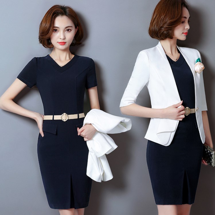 2018春季新款职业装女装纯色时尚连衣裙ol气质工作服正装套裙