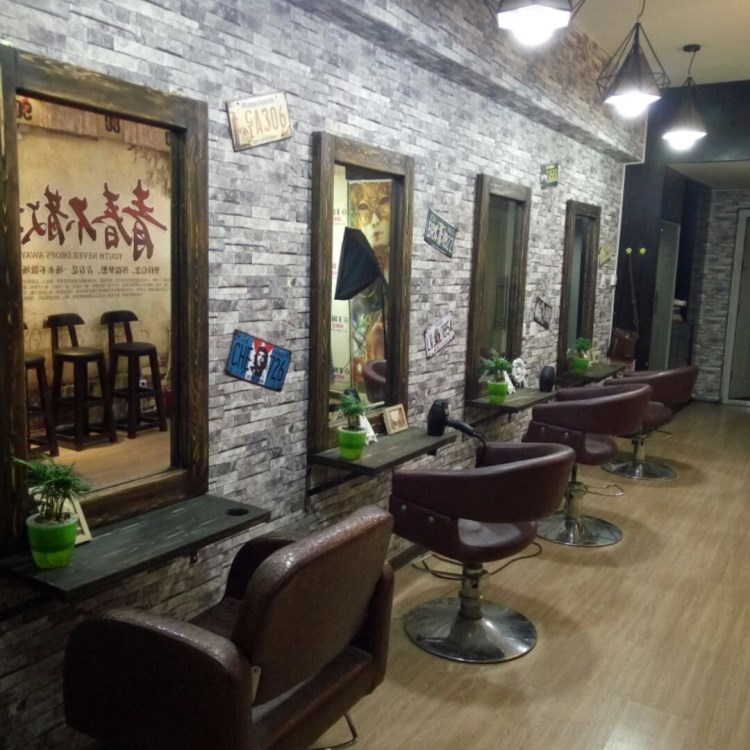 创意复古实木化妆镜子美式单面镜子壁挂镜发廊理发店美发镜台做旧