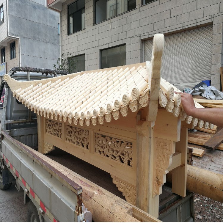 【东阳木雕】东阳木雕中式仿古木质屋檐 室内传统防腐木屋檐 实木古建