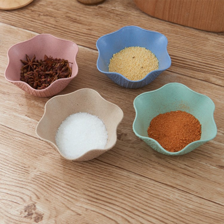 加工定制小麦秆梅花形冰激凌小碗 糖果色刨冰碗 淘米火锅调料碗