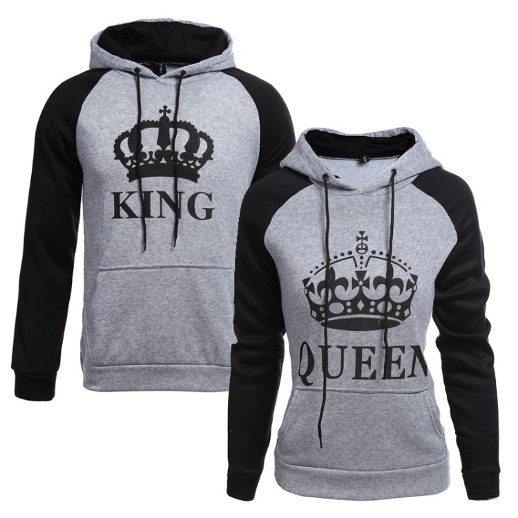 外贸 速卖通款 2017 字母king queen 情侣 时尚 卫衣 ebay 亚马逊