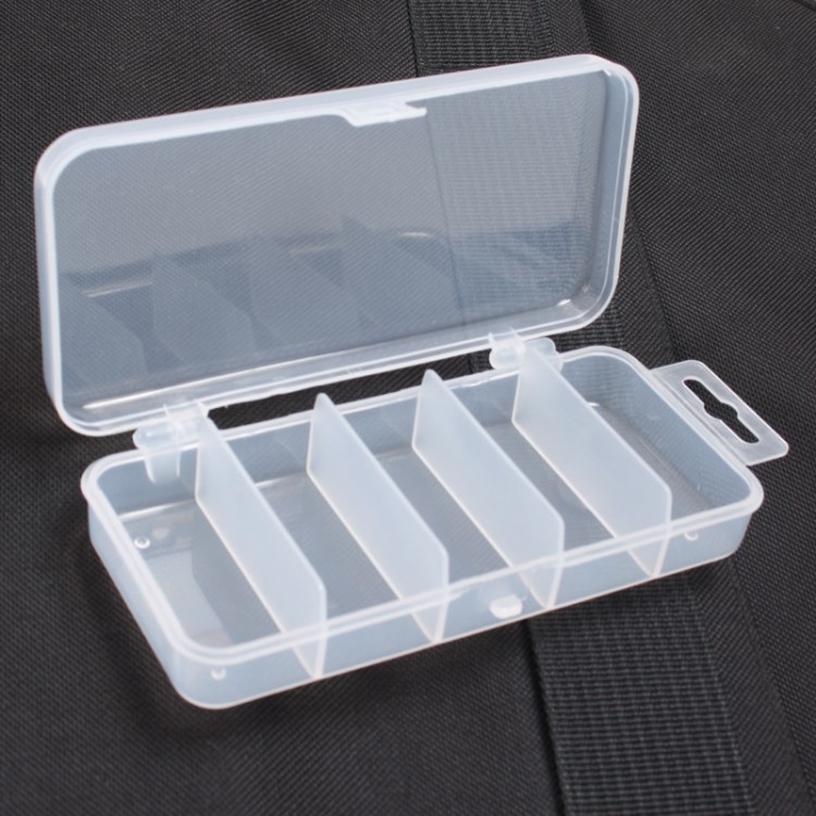 批发韩国pp材质五格透明塑料渔具盒 路亚饵盒装亮片小配件工具盒