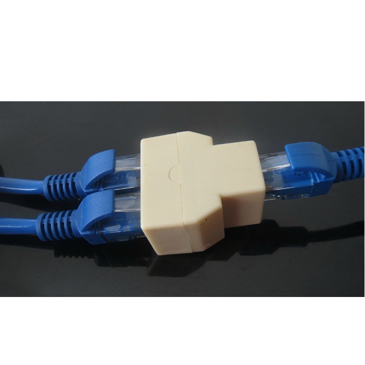 全新鍍金 純銅網絡三通頭 rj45網線連接器 帶線網線1分2 8p8c