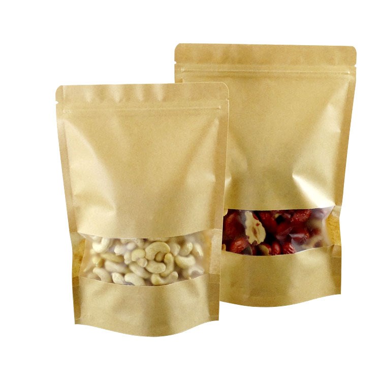 茶叶袋牛皮纸 自立自封袋开窗牛皮纸袋 食品包装袋干果类密封袋