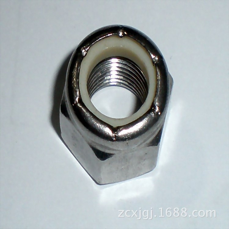 白锌 自锁防松螺母 带尼龙胶圈 防脱防滑锁紧六角螺帽 m2-m