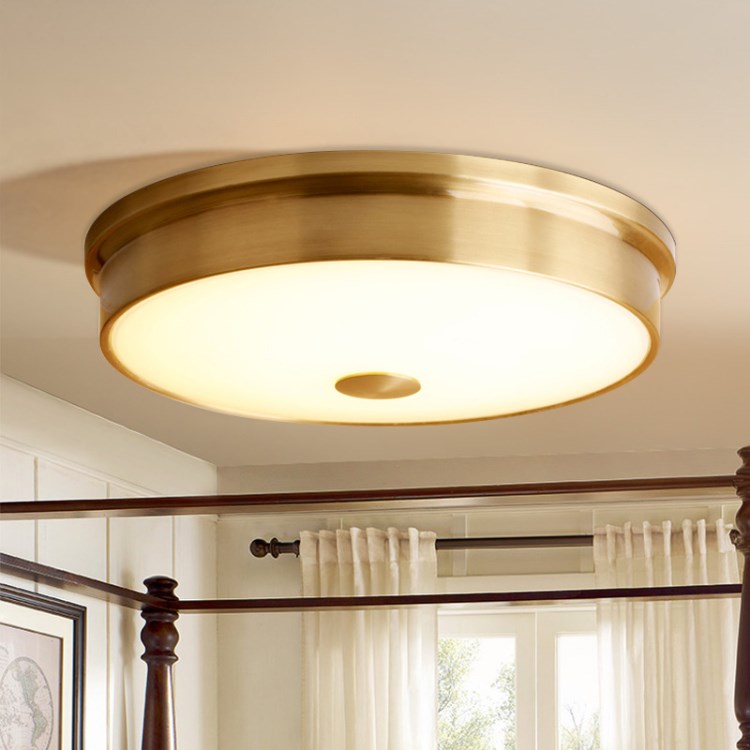 美式卧室灯led纯铜吸顶灯欧式全铜灯 客厅灯走廊灯玄关灯阳台灯